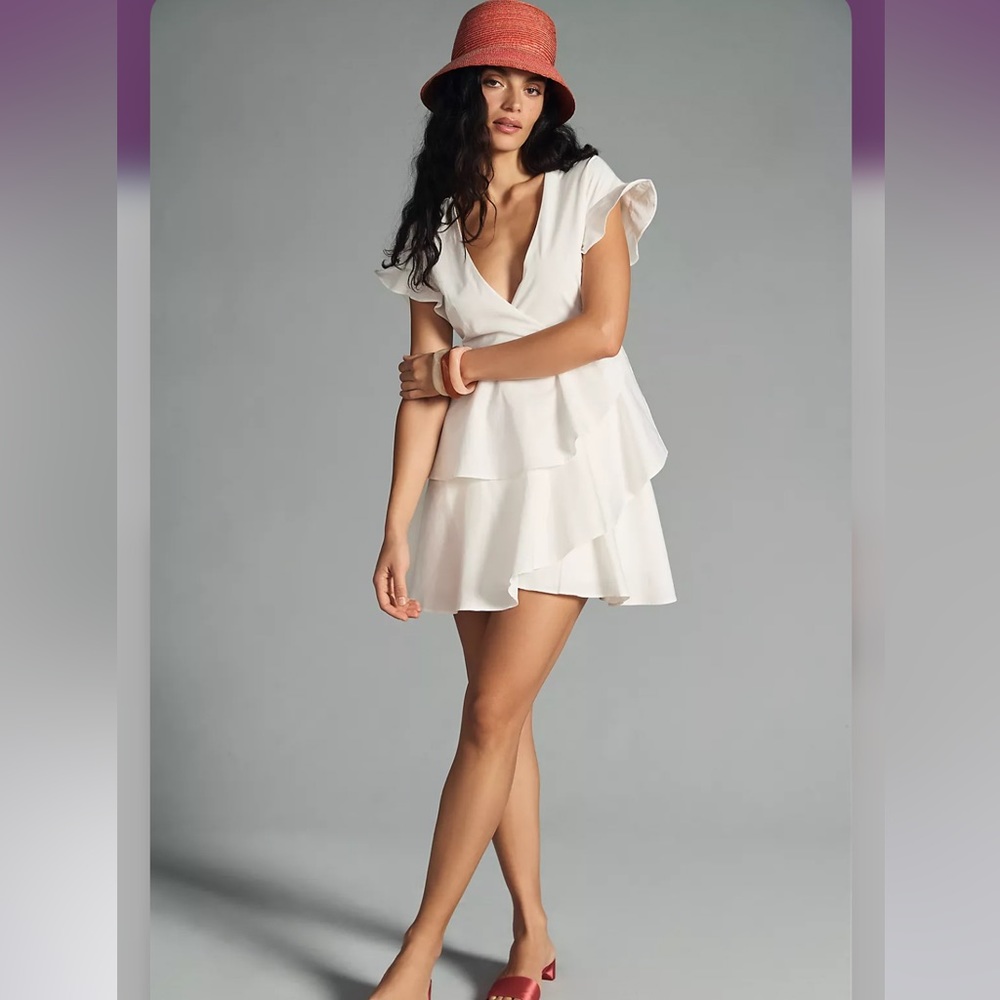 By Anthropologie Ruffled V-neck Mini Dress